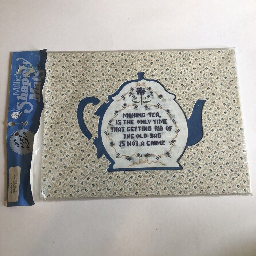 Vintage Millie's Shapely Mats Teapot Making Tea Joke Pattern Included #58017 New